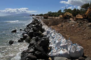 Shoreline hardening at Ukumehame Aug. 26, 2012