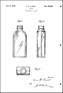 Drawing of bottle design for patent application D-85925
