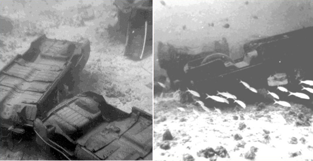 Car bodies underwater. Probably Oahu.